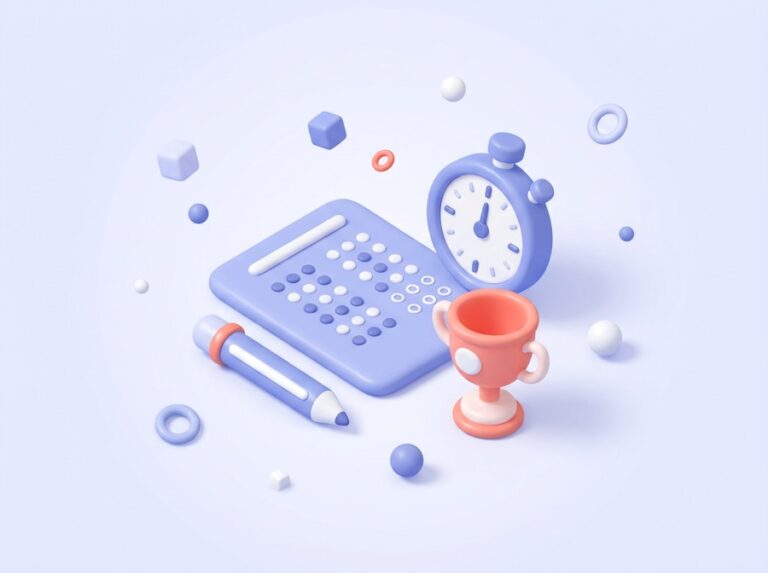 SSAT preparation illustration with an answer sheet and stopwatch